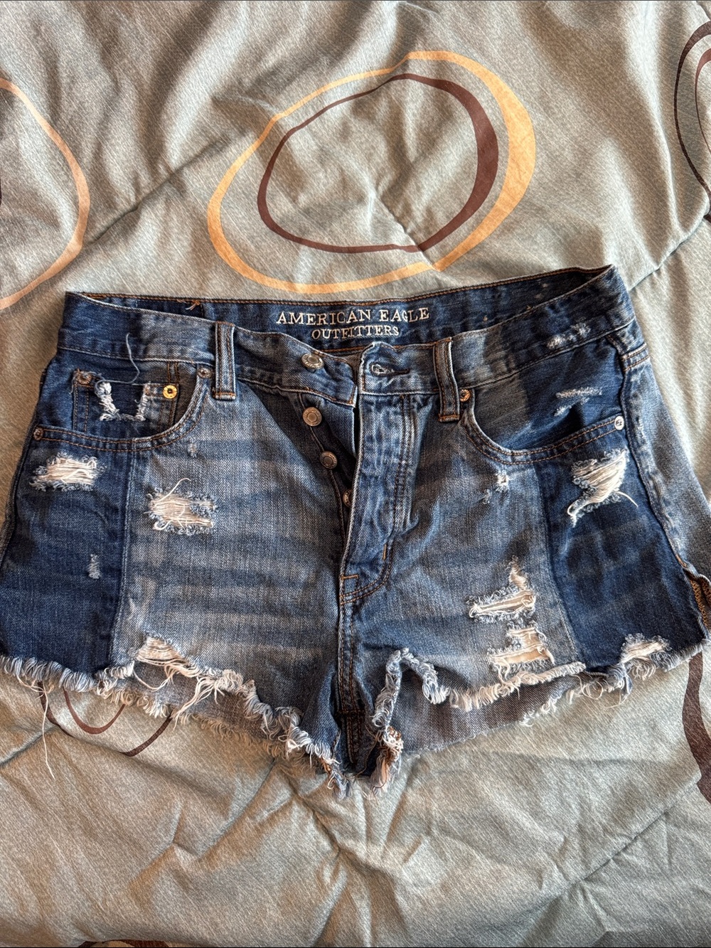 American Eagle Outfitters Blue Distressed Frayed Denim Shorts